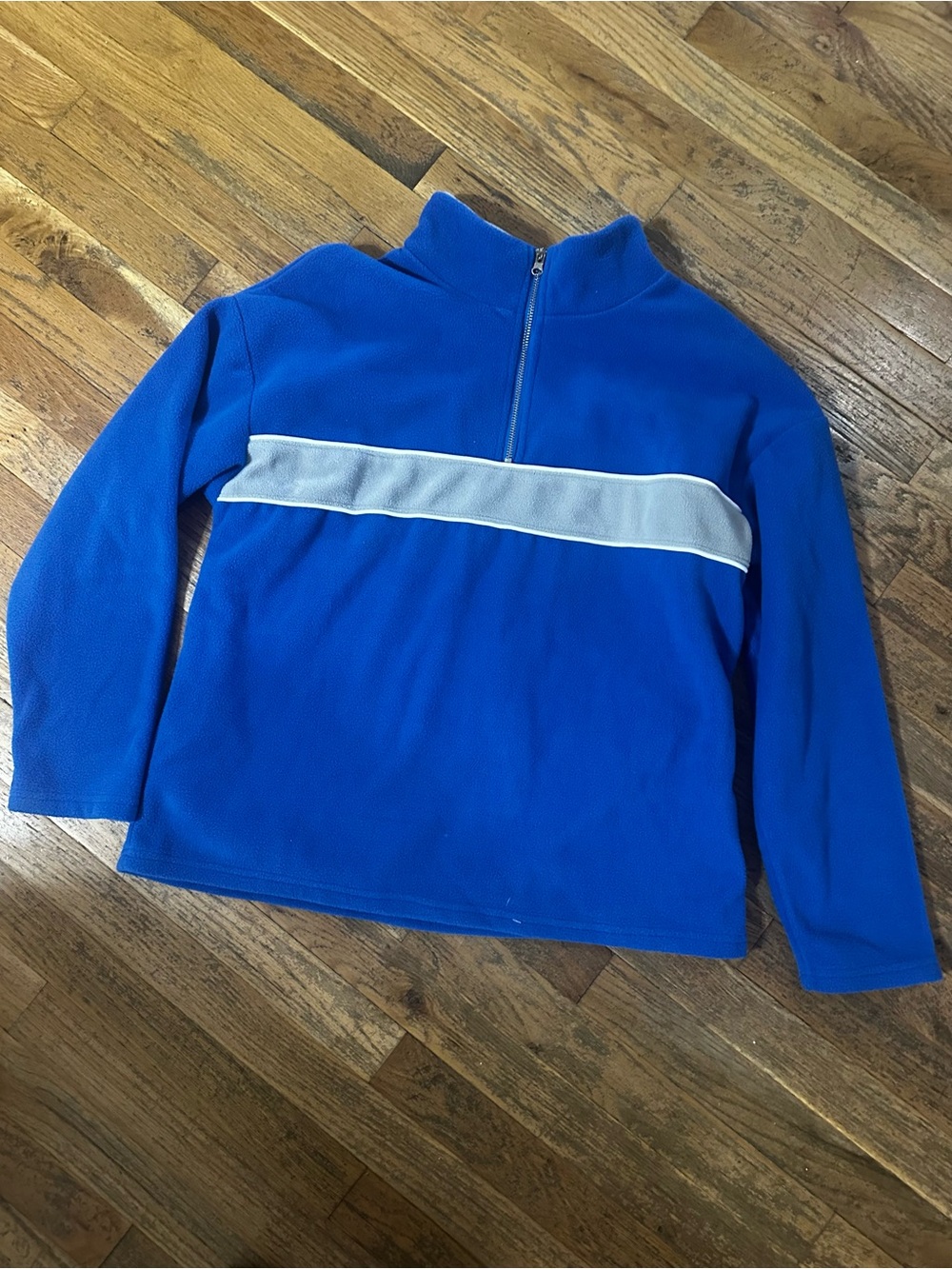 Royal Blue Half-Zip Fleece Pullover with White Stripe